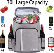 Charger l&#39;image dans la galerie, Backpack Cooler Leakproof Insulated Waterproof Backpack Cooler Bag, Lightweight Soft Beach Cooler Backpack for Men Women to Work Lunch Picnics Camping Hiking, 30 Cans
